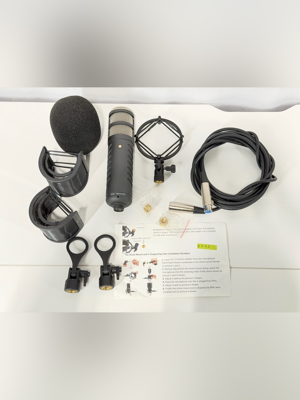 #433 Rode Procaster Broadcast Quality Dynamic Cardioid Microphone w/ Extras